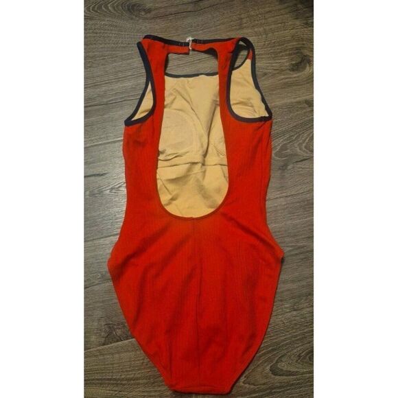 Vtg St John's Bay One Piece Swimsuit Red Ribbed Slimming Women's Size 10 - Picture 3 of 5